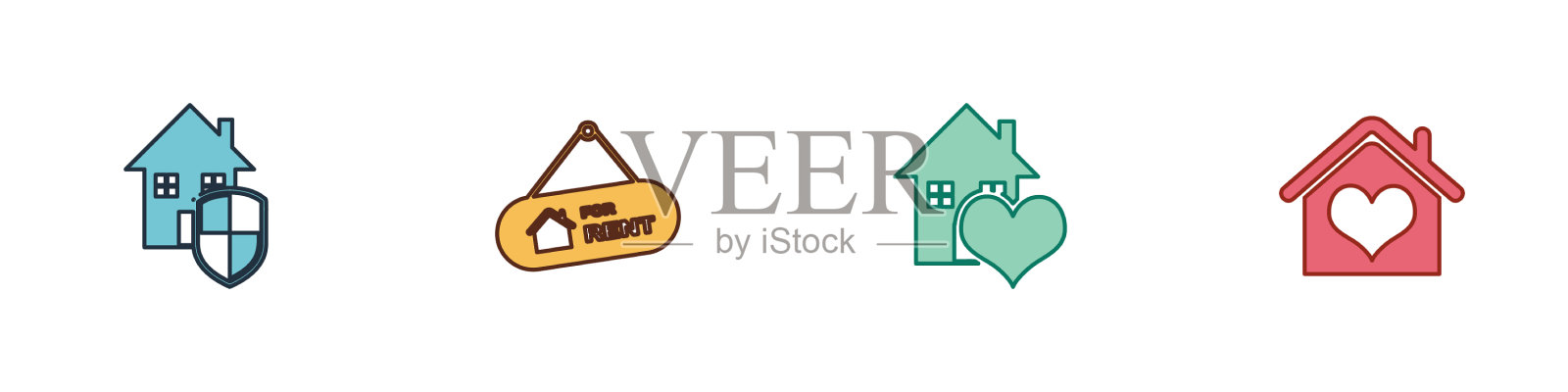 设置房屋保护悬挂标志图标素材