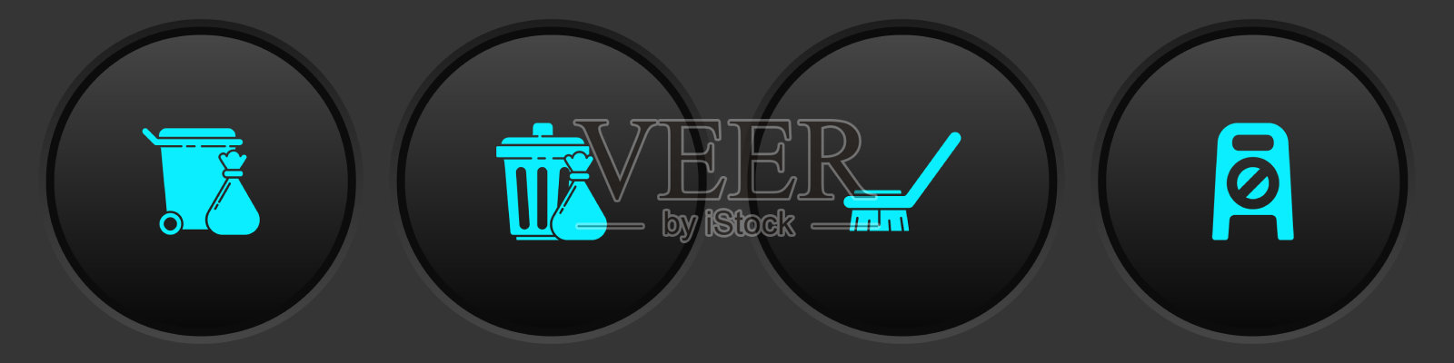 设置垃圾桶和垃圾袋刷图标素材