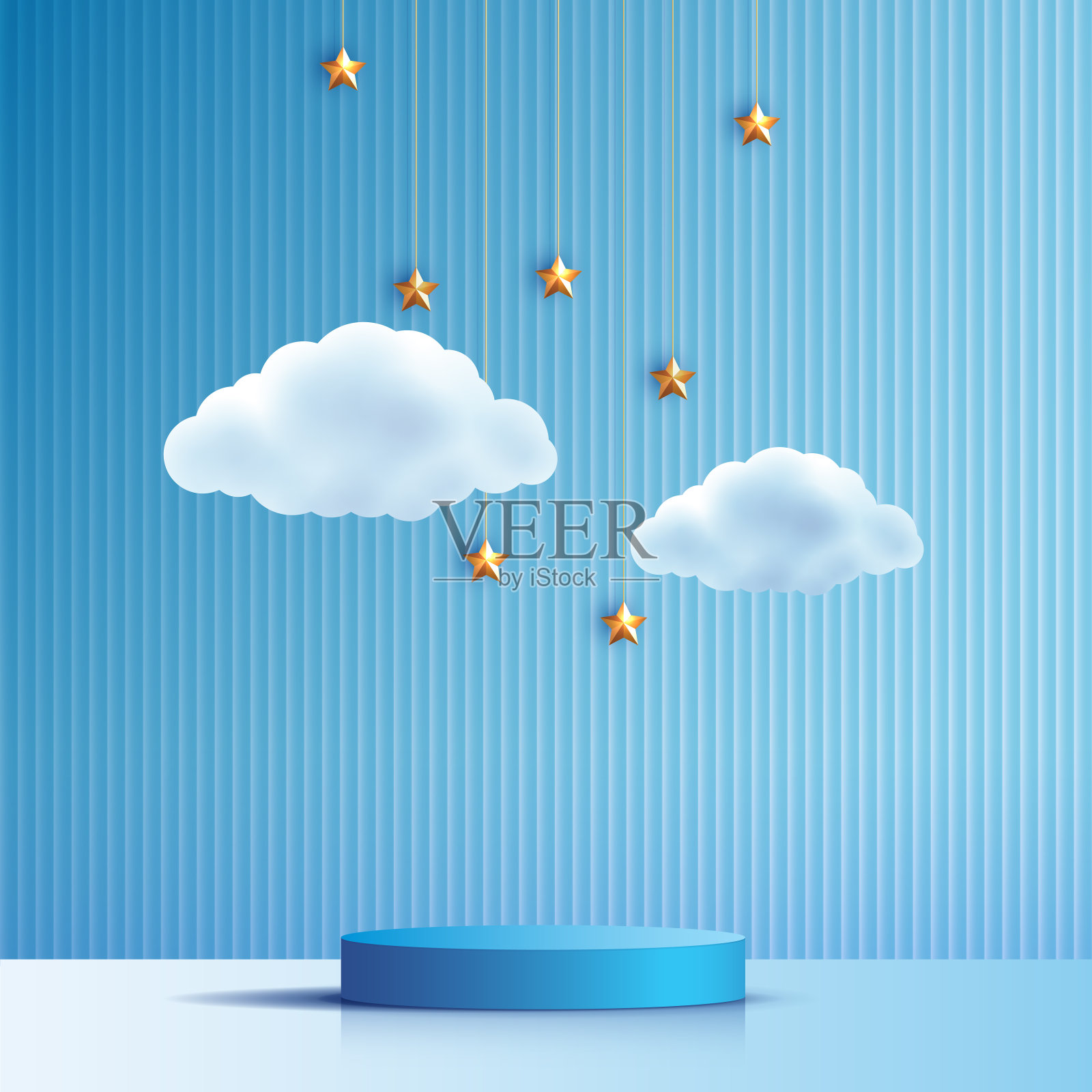 化妆品紫色背景和高级讲台展示产品展示品牌和包装。演播室舞台与夜晚的星星阴影背景。矢量设计插画图片素材