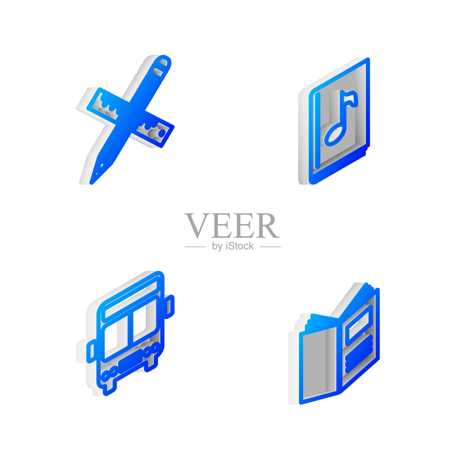 设置等距线音频书交叉尺和图标素材