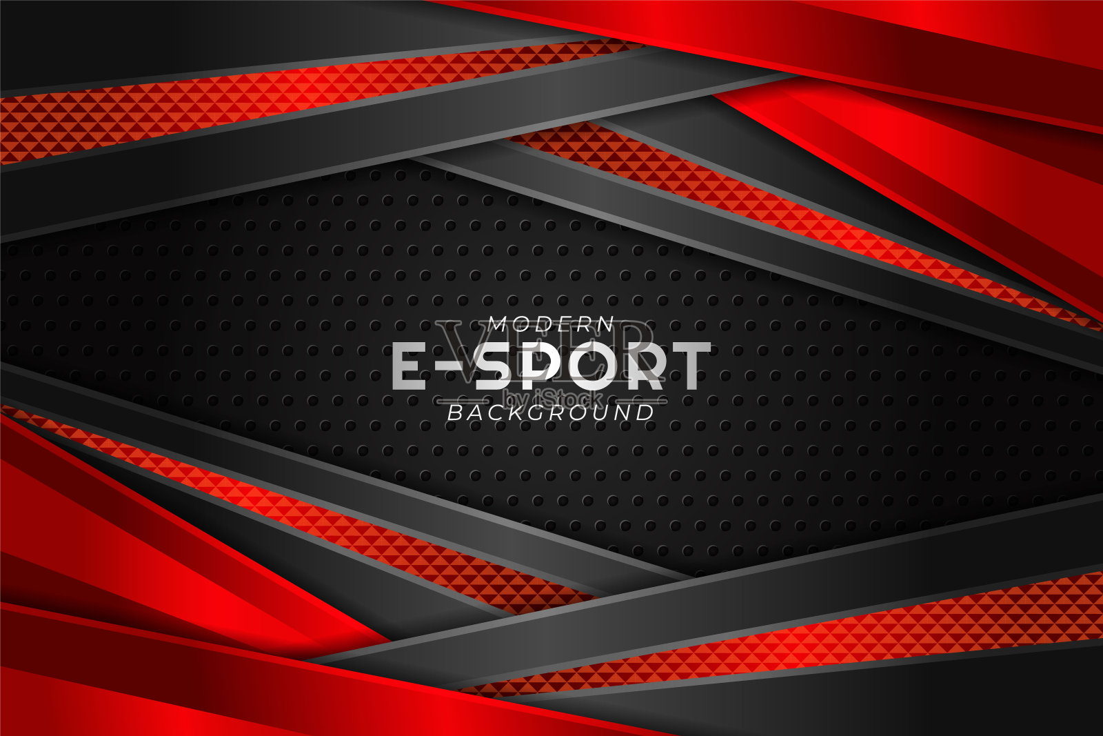现代电子竞技游戏旗帜对角线重叠层红色与深色背景插画图片素材