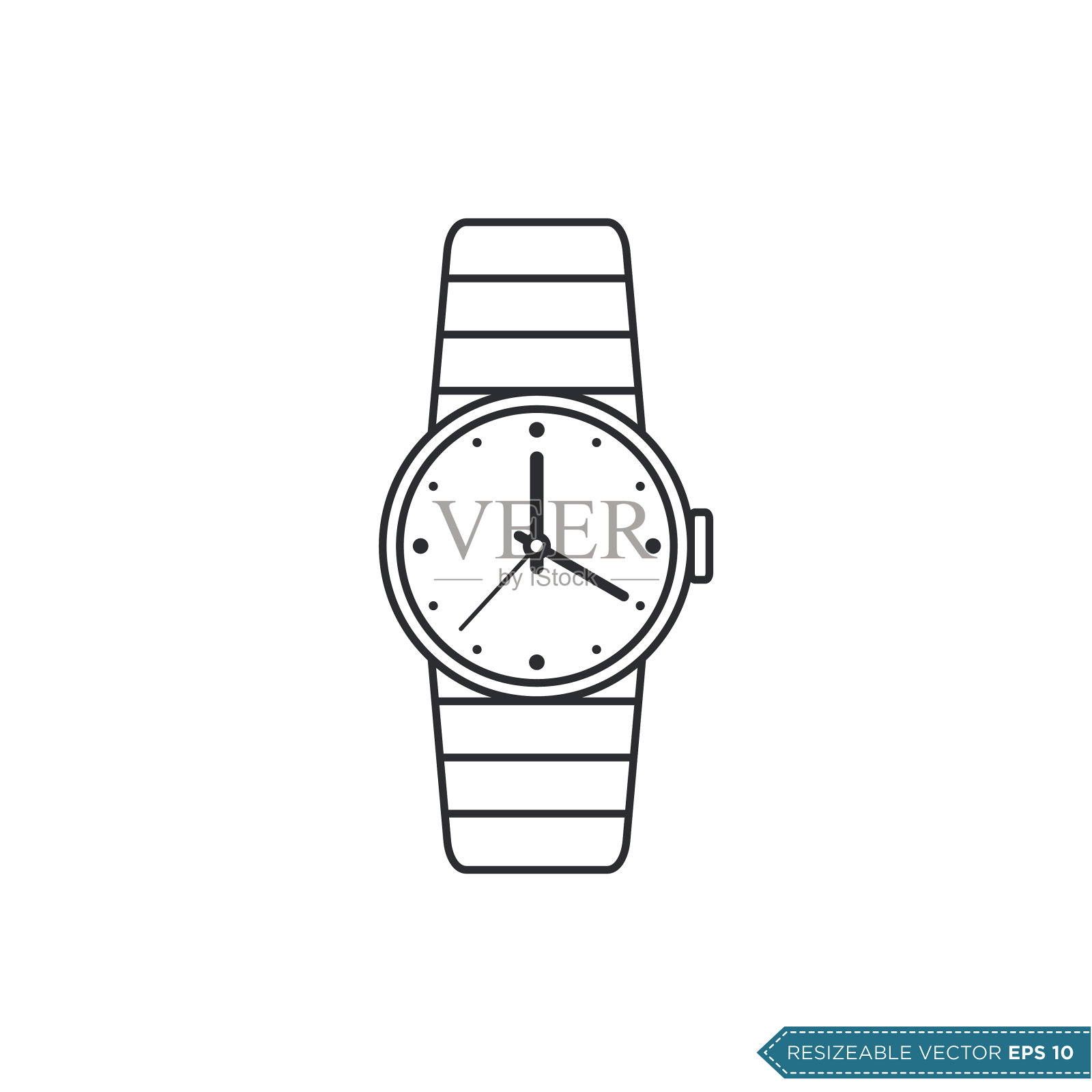 腕表时钟图标矢量模板，平面设计插画图片素材
