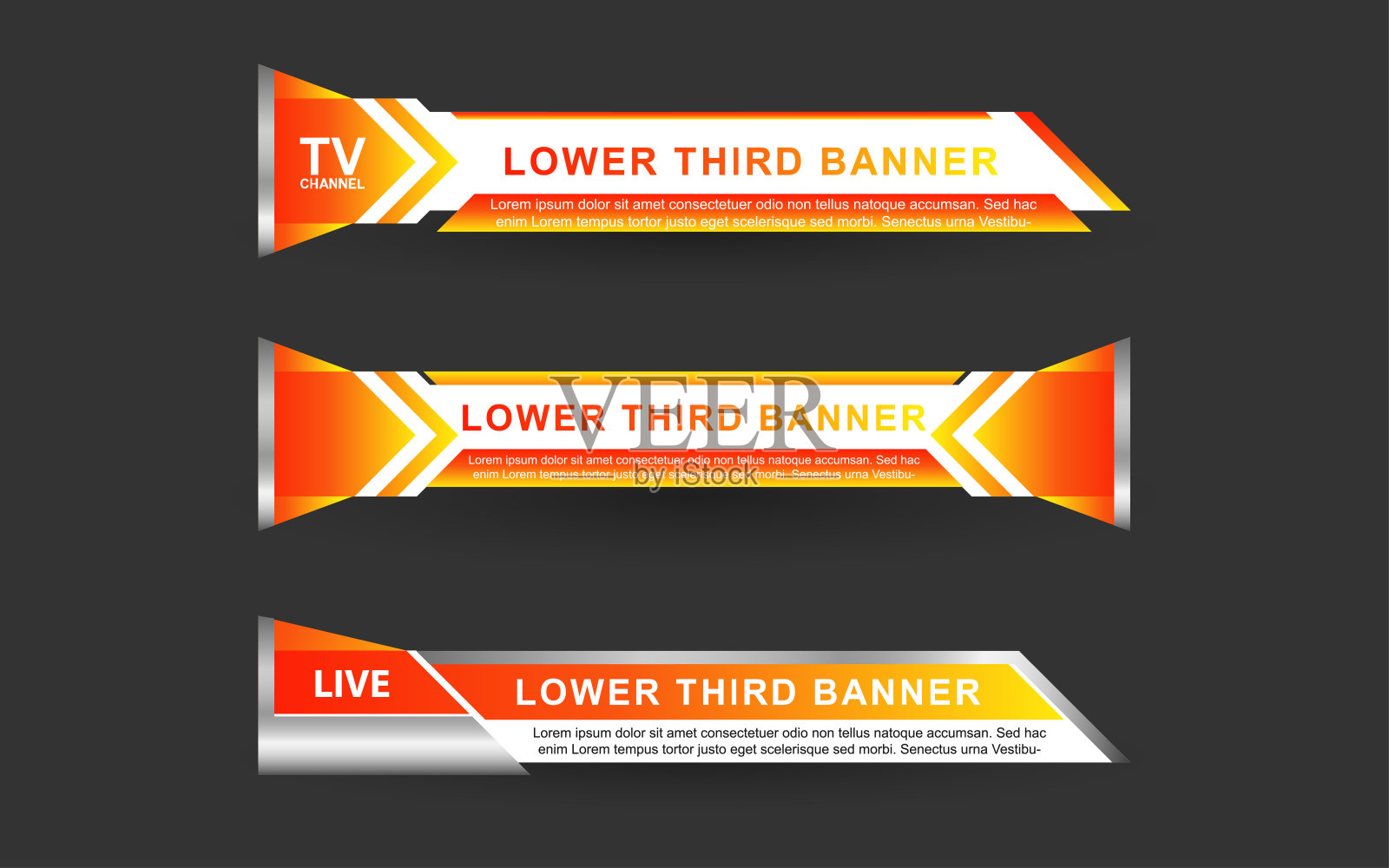 设置广播新闻下三分之一模板布局设计旗帜的集合向量插画图片素材