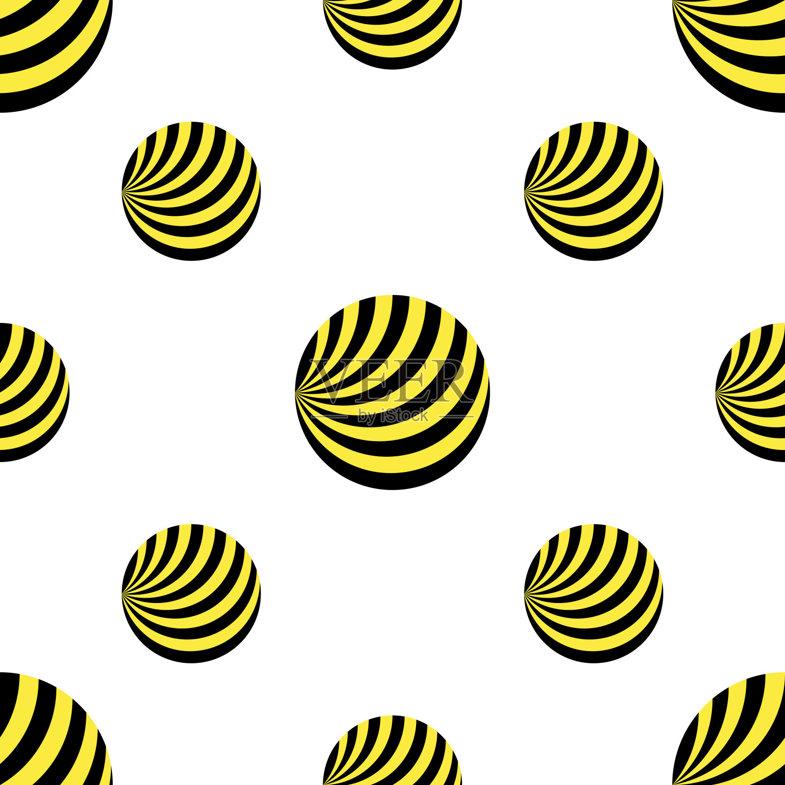 在白色背景上无缝的黑色和圆形的矢量图案。抽象的几何背景。插画图片素材