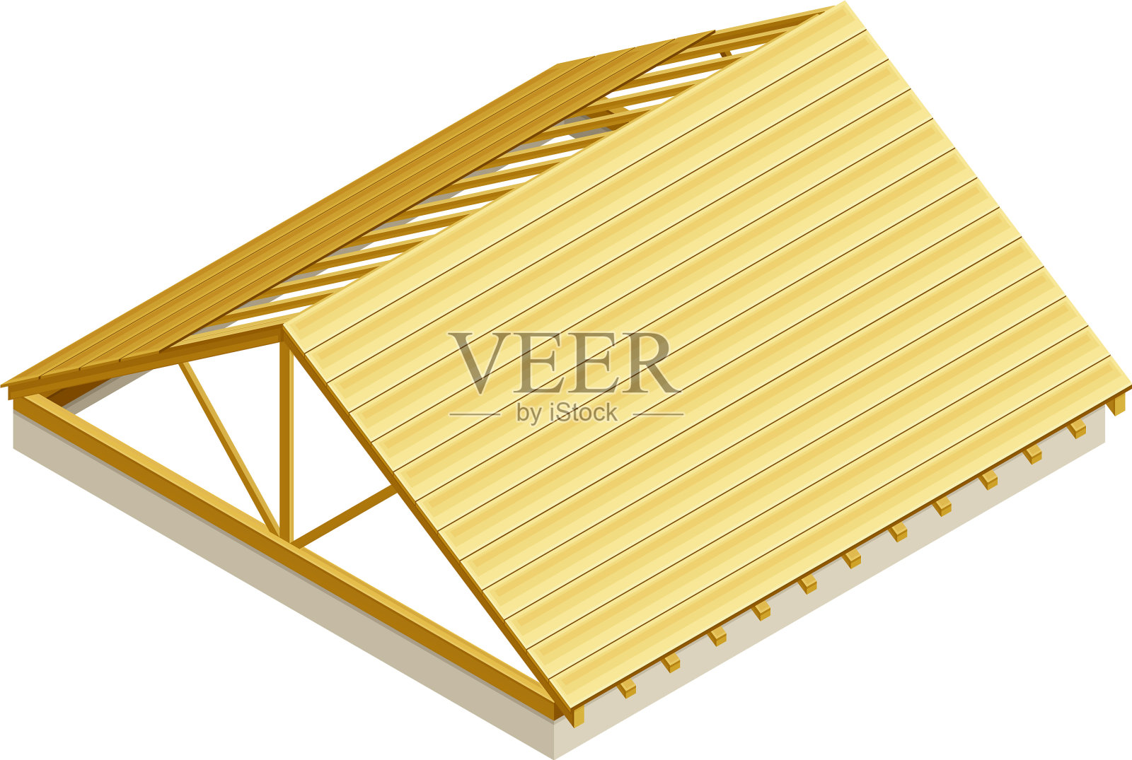 框架道路房屋顶部覆盖木插画图片素材