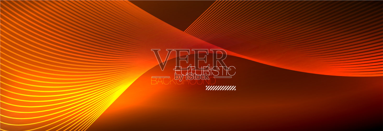 抽象的霓虹灯在黑暗中发出波浪般的光插画图片素材