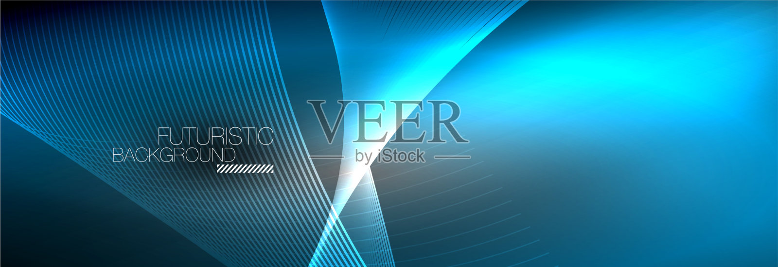 抽象的霓虹灯在黑暗中发出波浪般的光插画图片素材