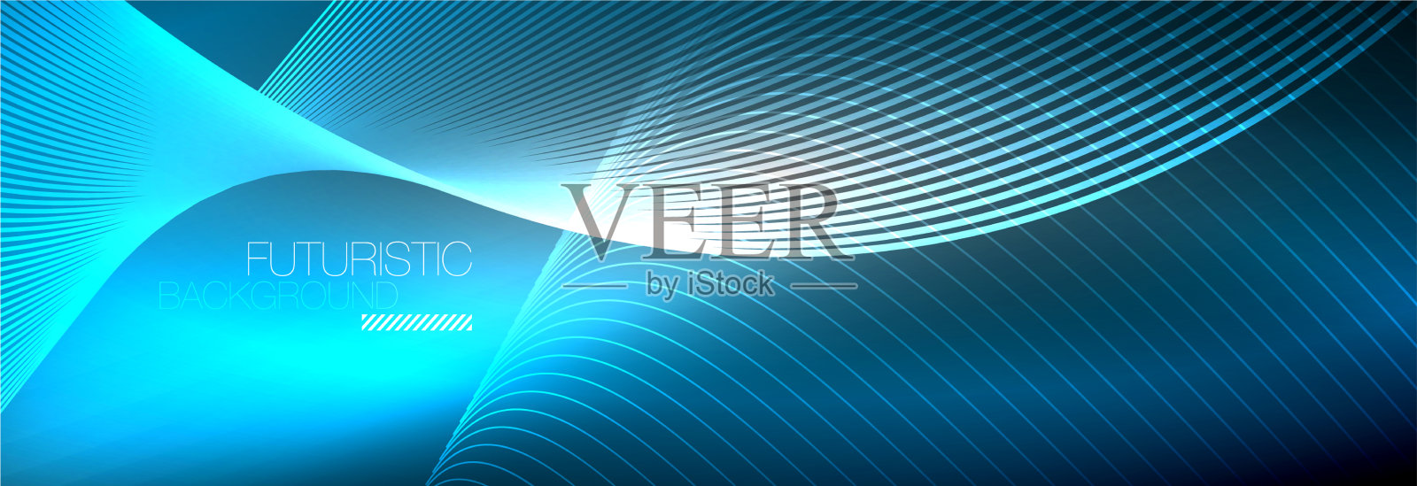 抽象的霓虹灯在黑暗中发出波浪般的光插画图片素材