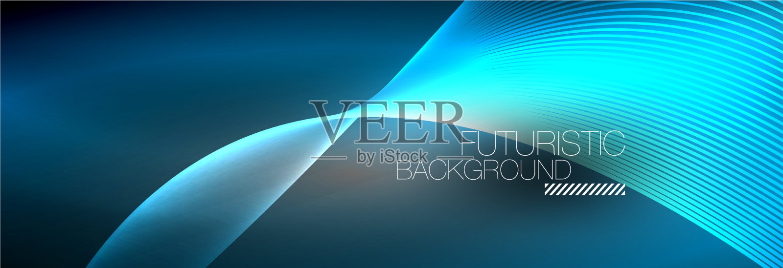 抽象的霓虹灯在黑暗中发出波浪般的光插画图片素材