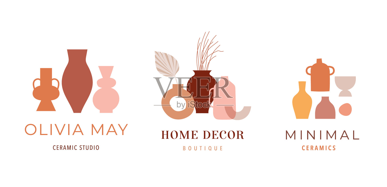 抽象波西米亚艺术美学标志设计插画图片素材