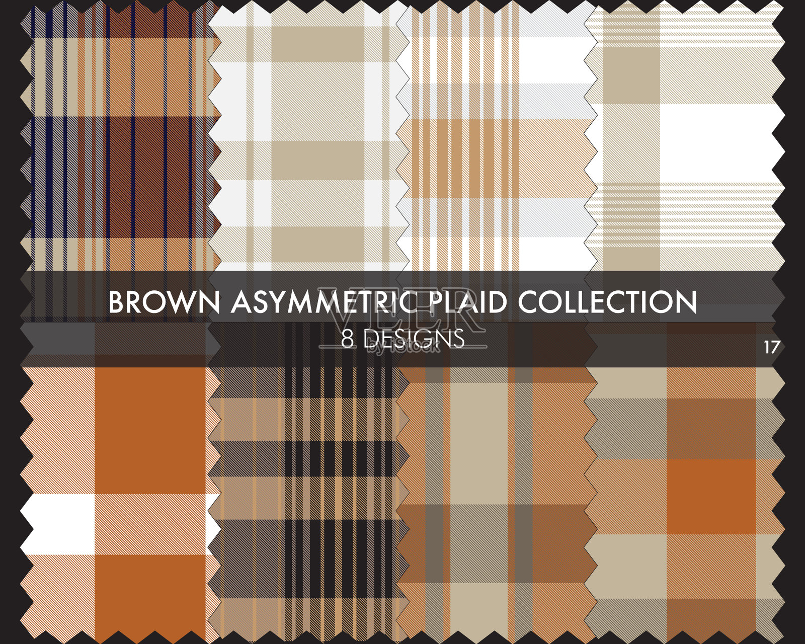 棕色不对称格子无缝图案集合插画图片素材