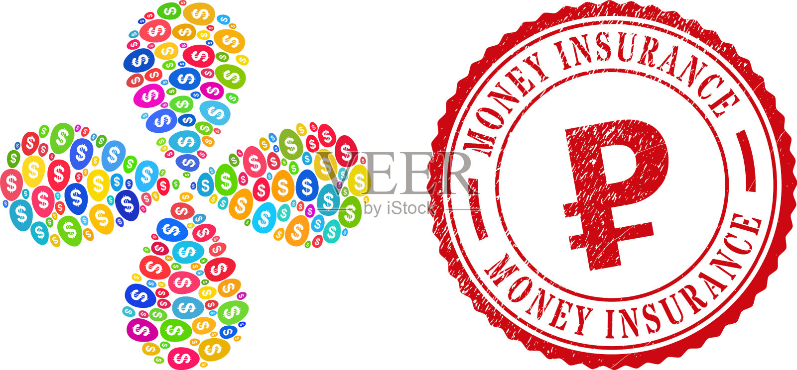 金钱保险划伤橡皮印和插画图片素材