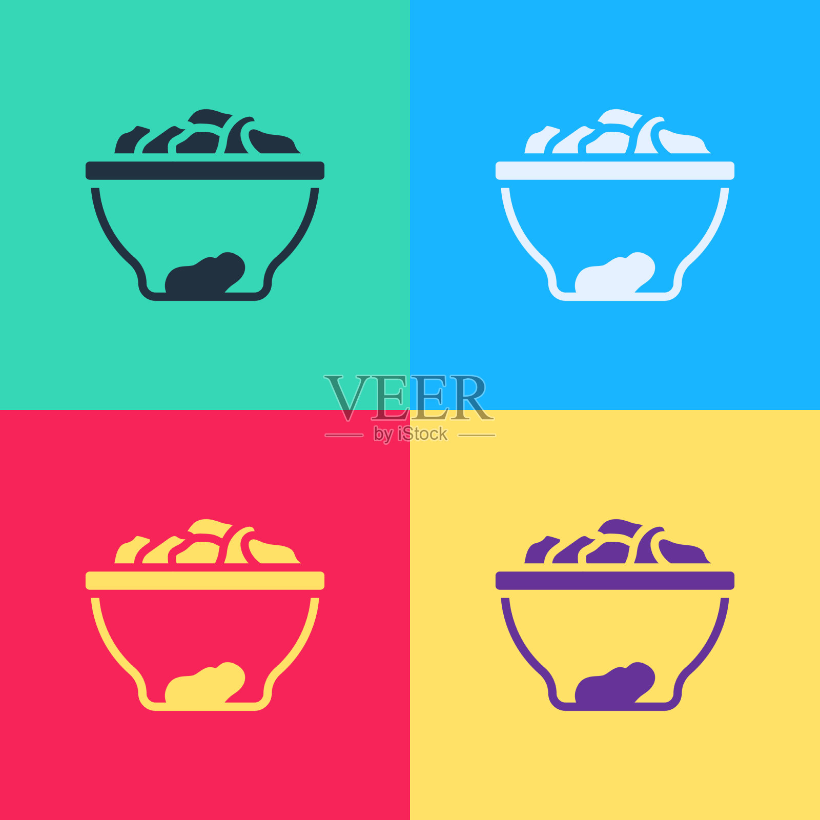 波普艺术枣水果在碗图标孤立的颜色插画图片素材