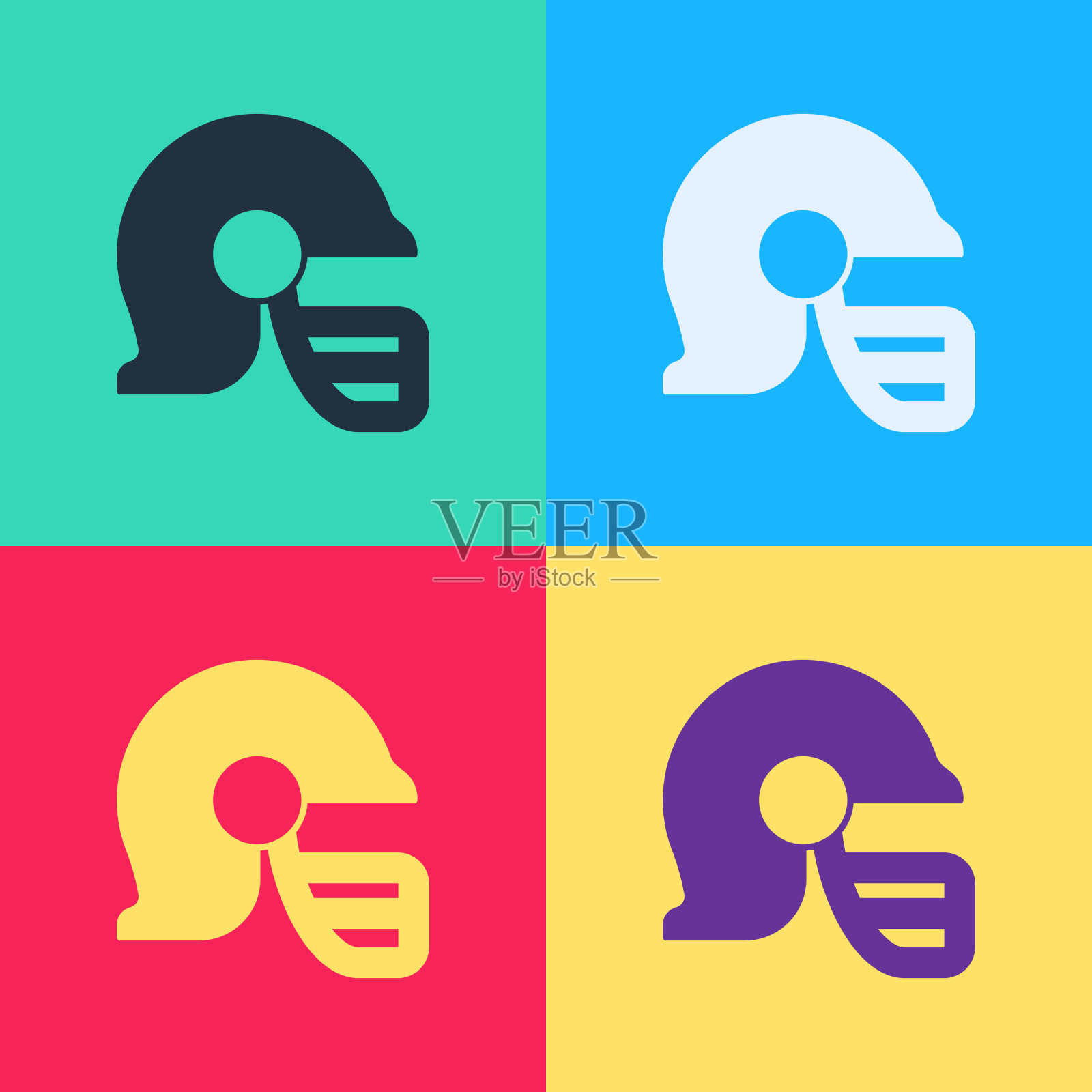 波普艺术美式橄榄球头盔图标孤立上插画图片素材