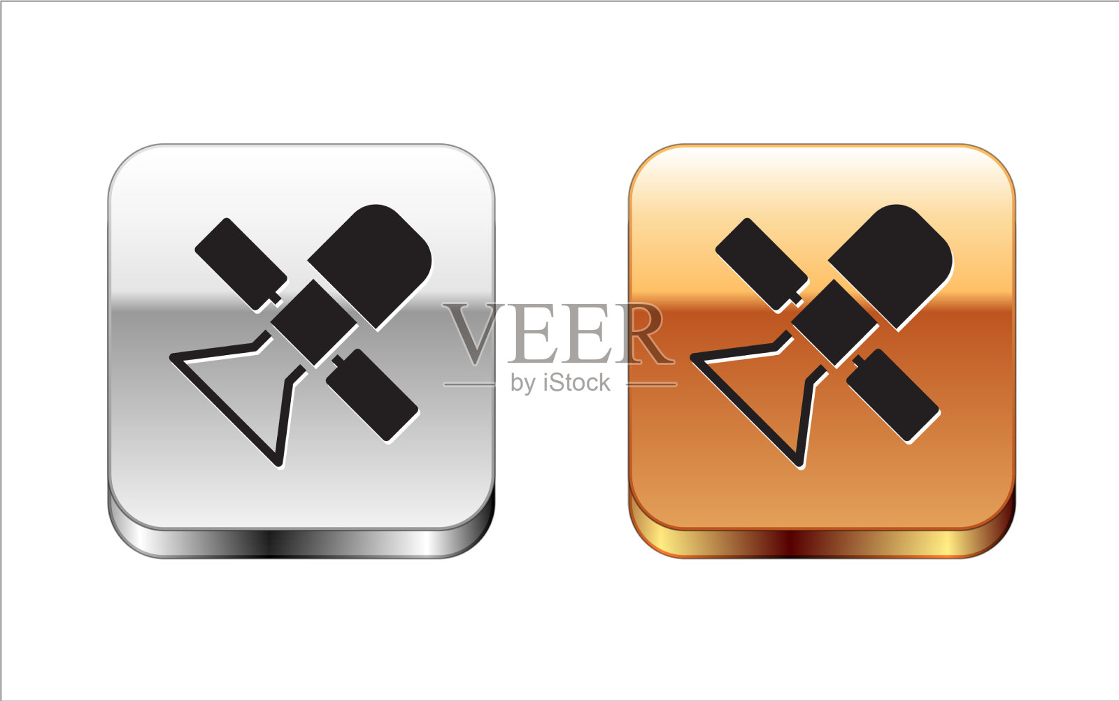 在白色背景上隔离的黑色卫星图标图标素材