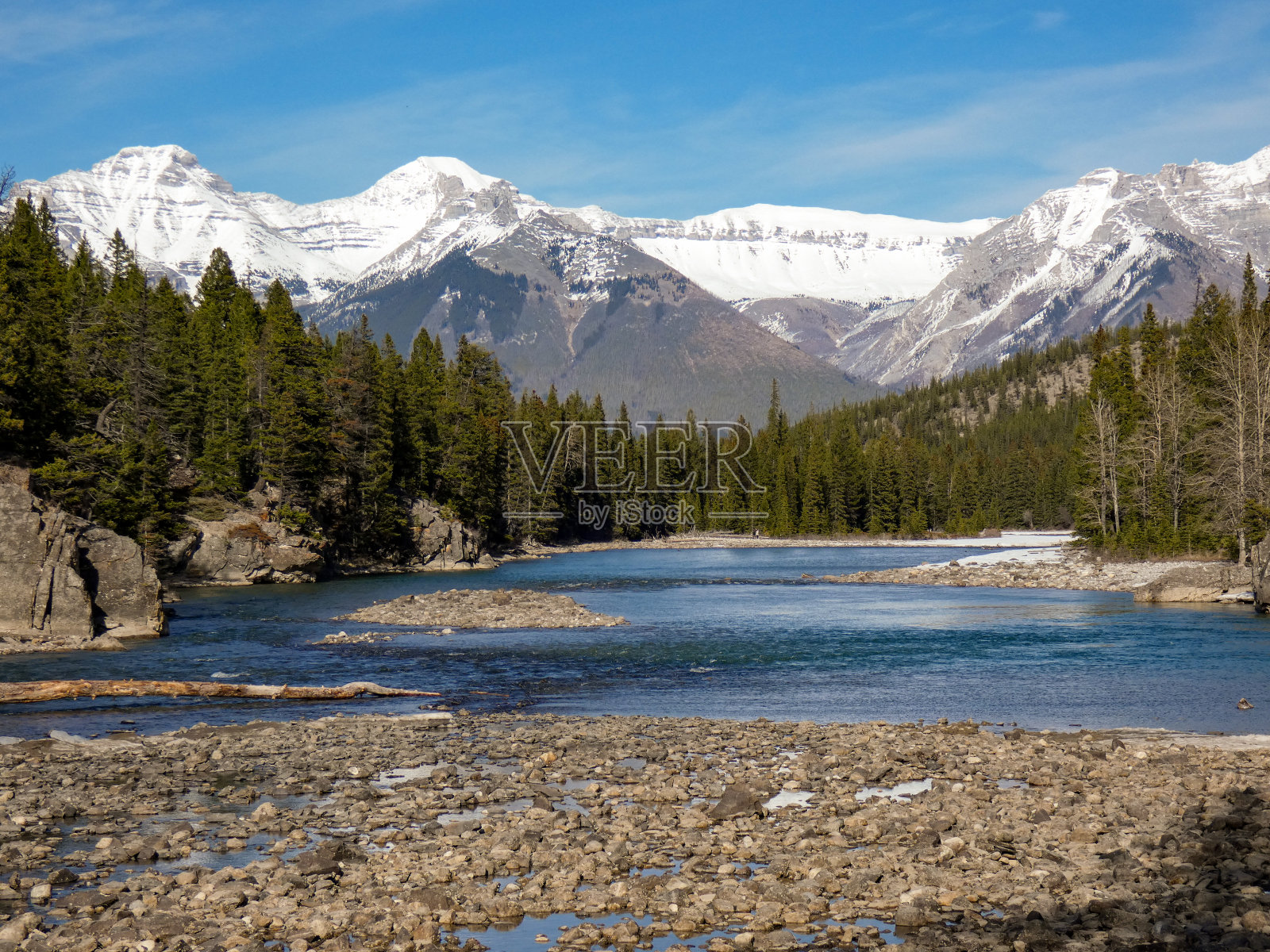 弓瀑布，弓河。班夫照片摄影图片
