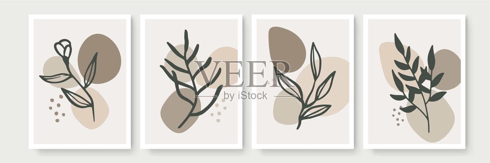 植物墙艺术设置最小和自然墙图标素材