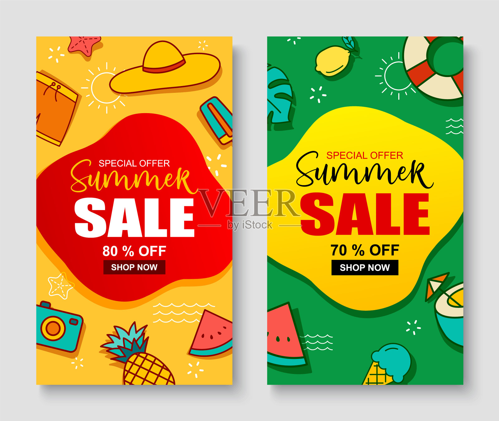 夏季销售旗帜封面模板背景插画图片素材