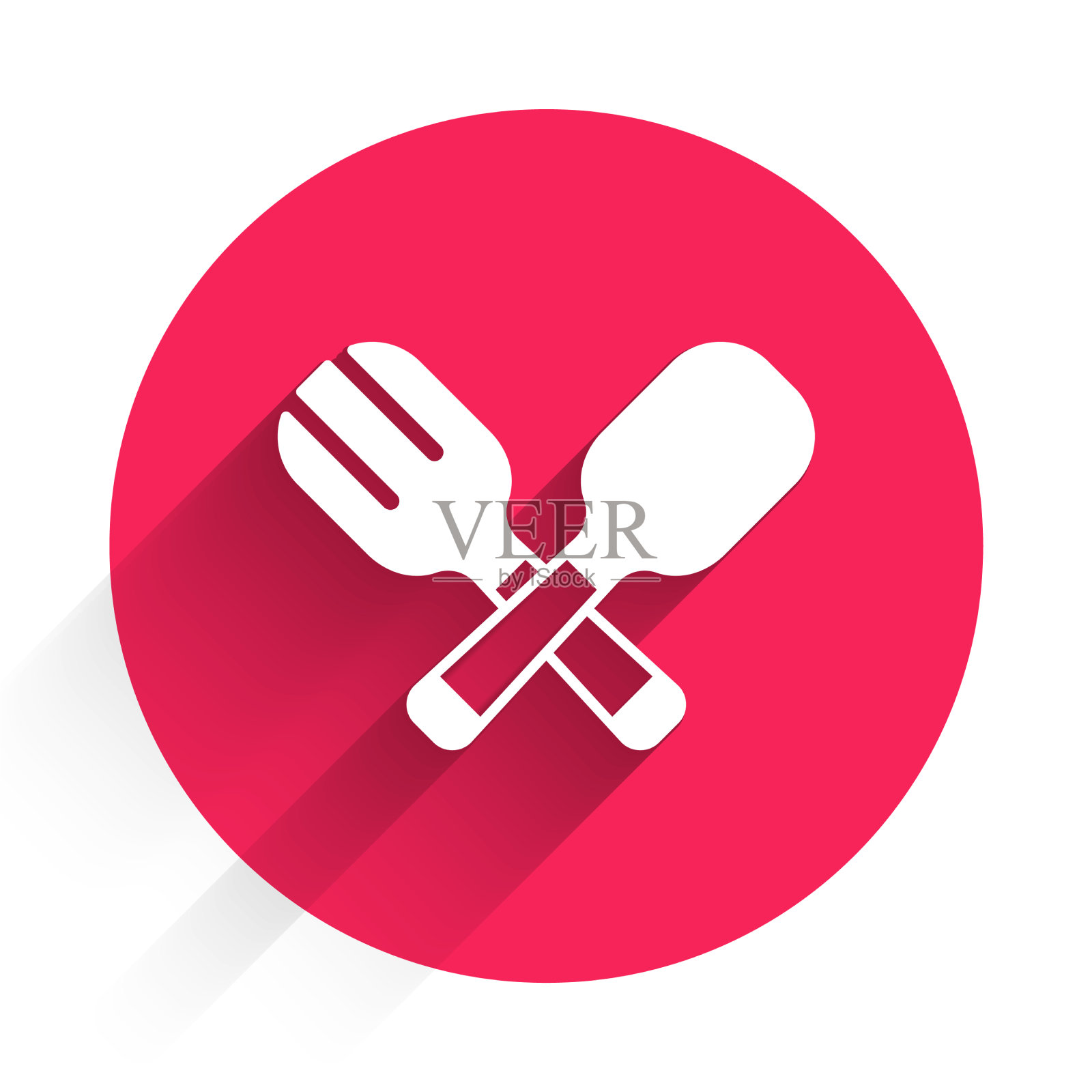 白色交叉叉和勺子图标孤立与插画图片素材