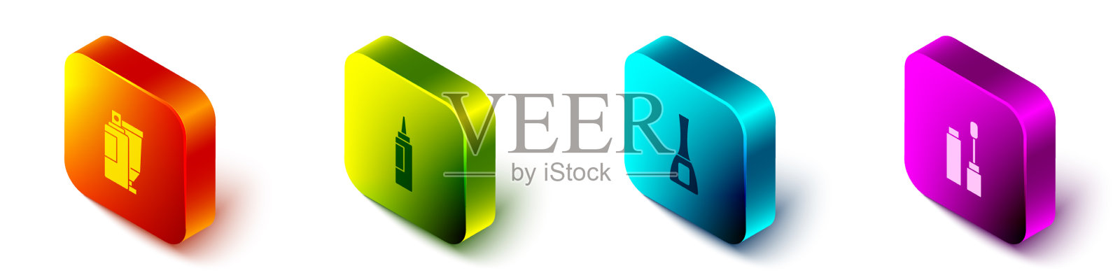 设置等距乳霜或洗液化妆品管图标素材