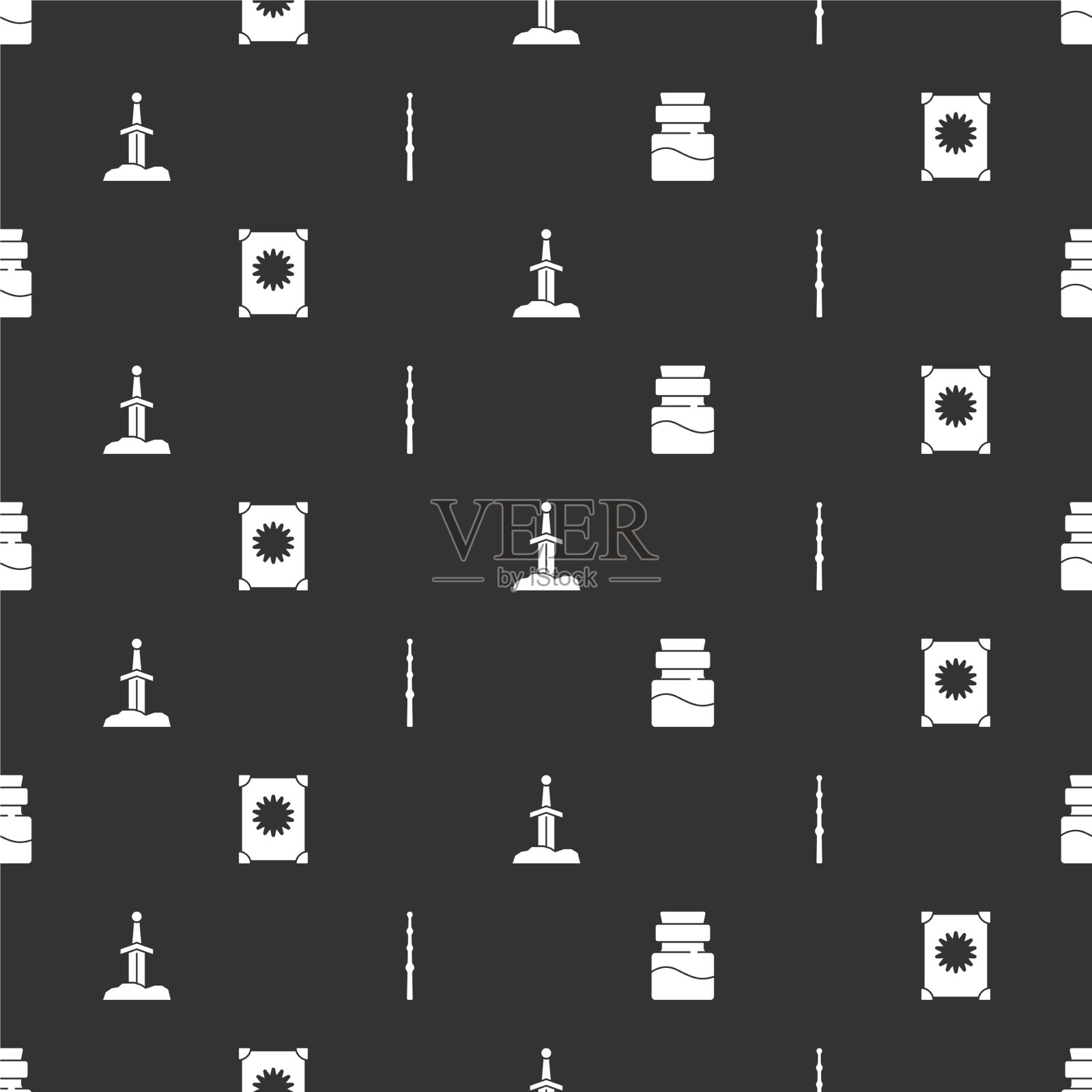 设置瓶子与药水古代魔法书剑图标素材