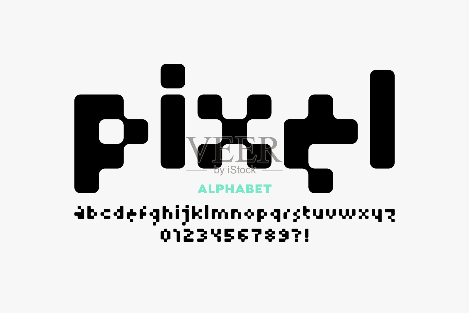 像素风格的字体、字母和数字插画图片素材