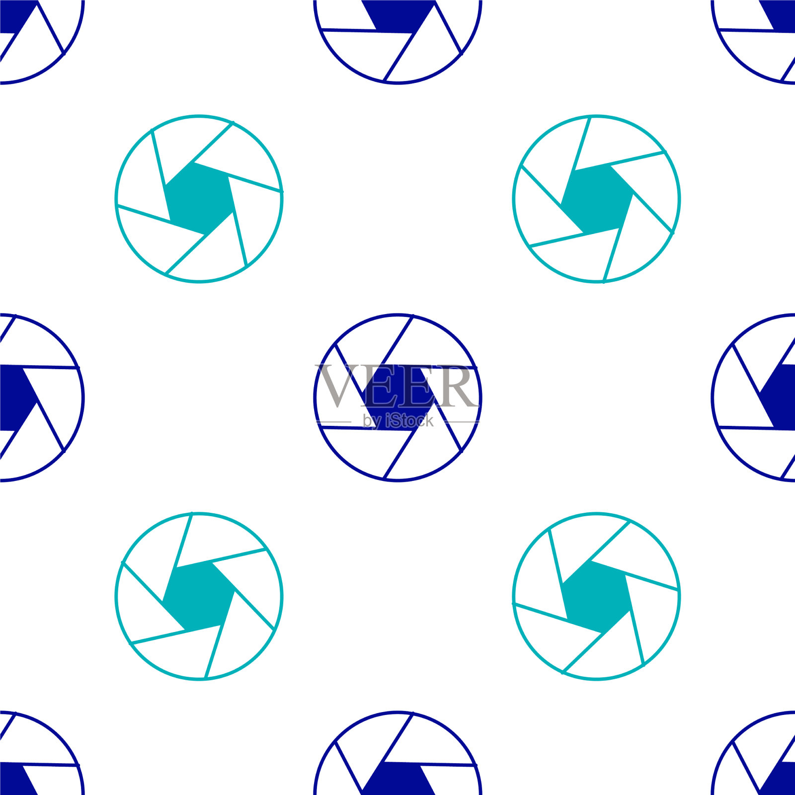 蓝色相机快门图标隔离无缝模式插画图片素材