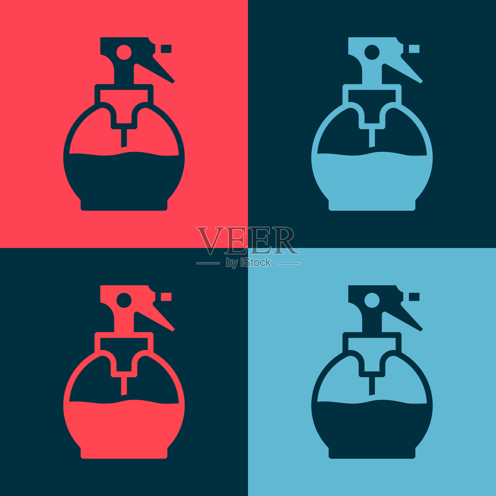 波普艺术美发师手枪喷水瓶插画图片素材