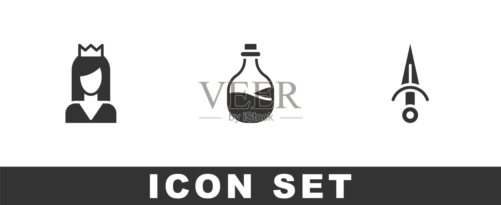 设置公主老瓶酒和匕首图标图标素材