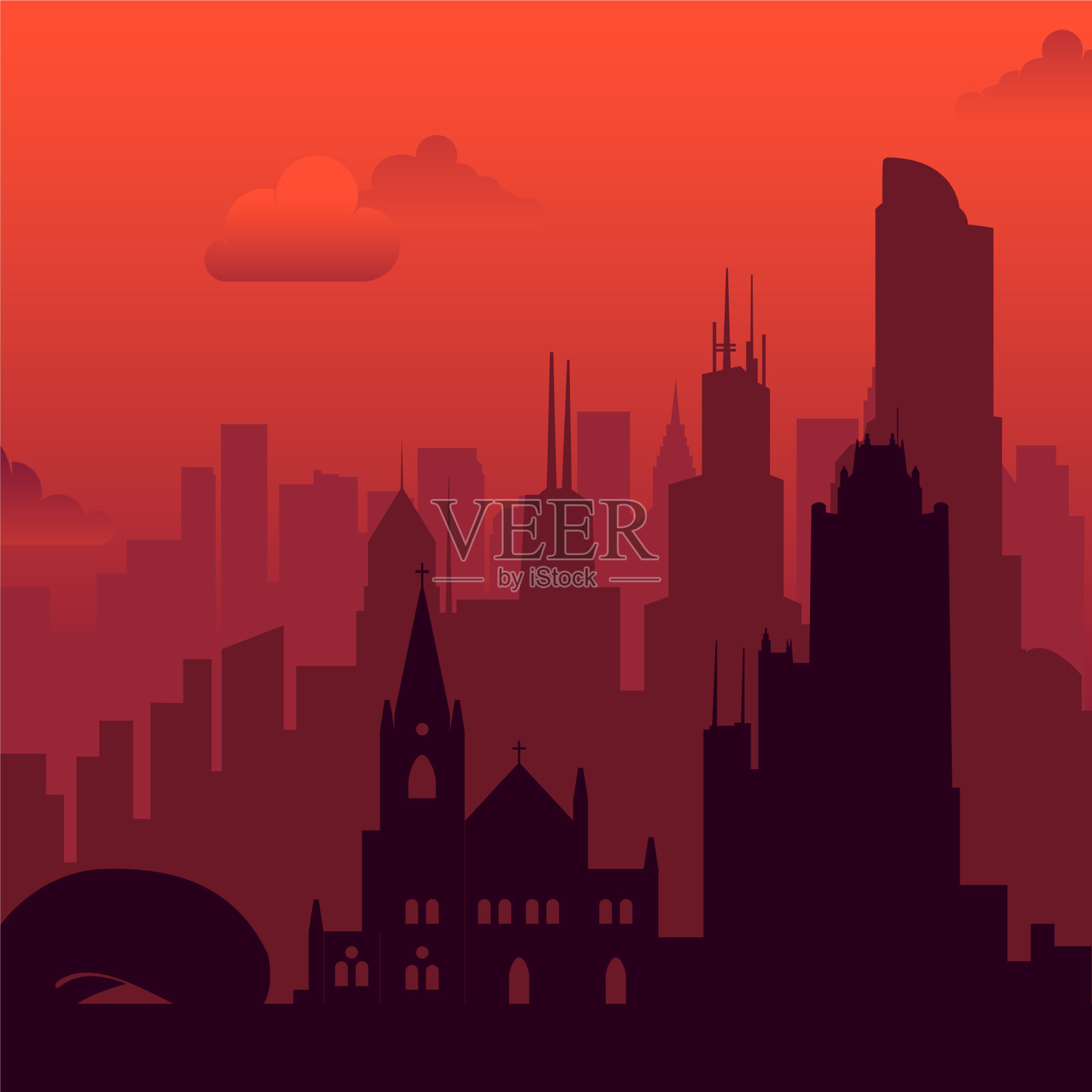 芝加哥是美国著名的城市景观背景插画图片素材