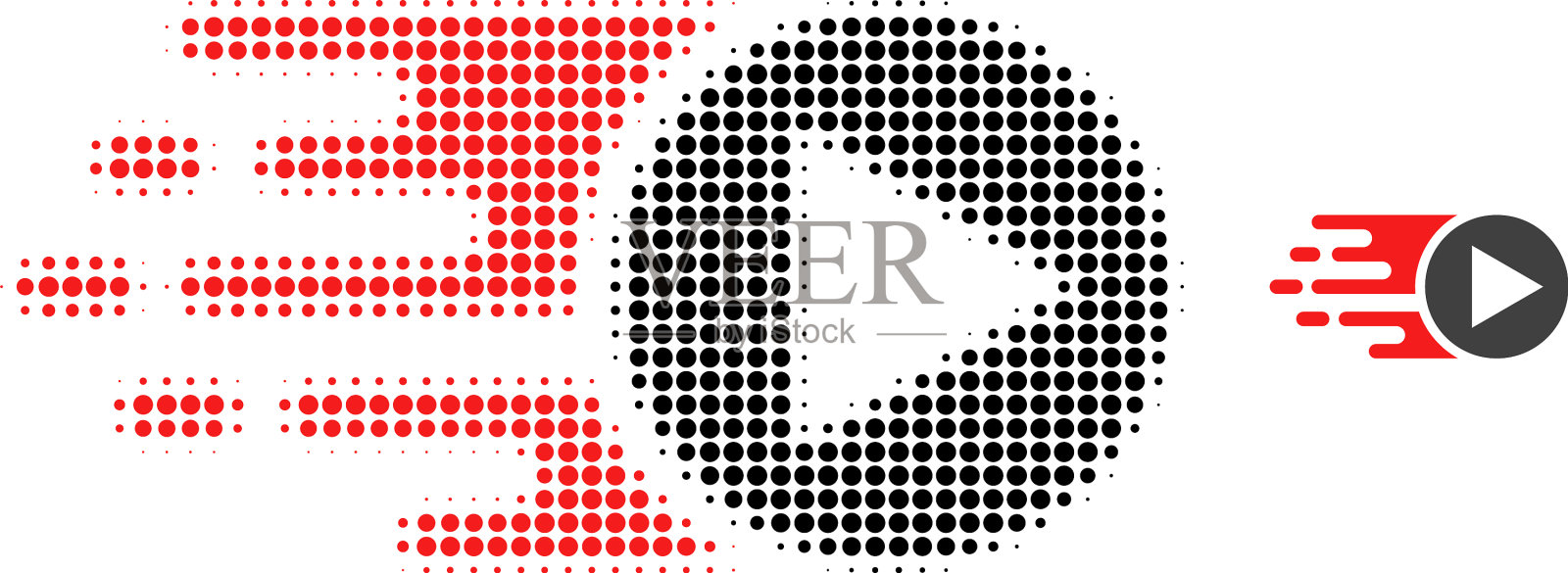 开始播放半色调点图标插画图片素材