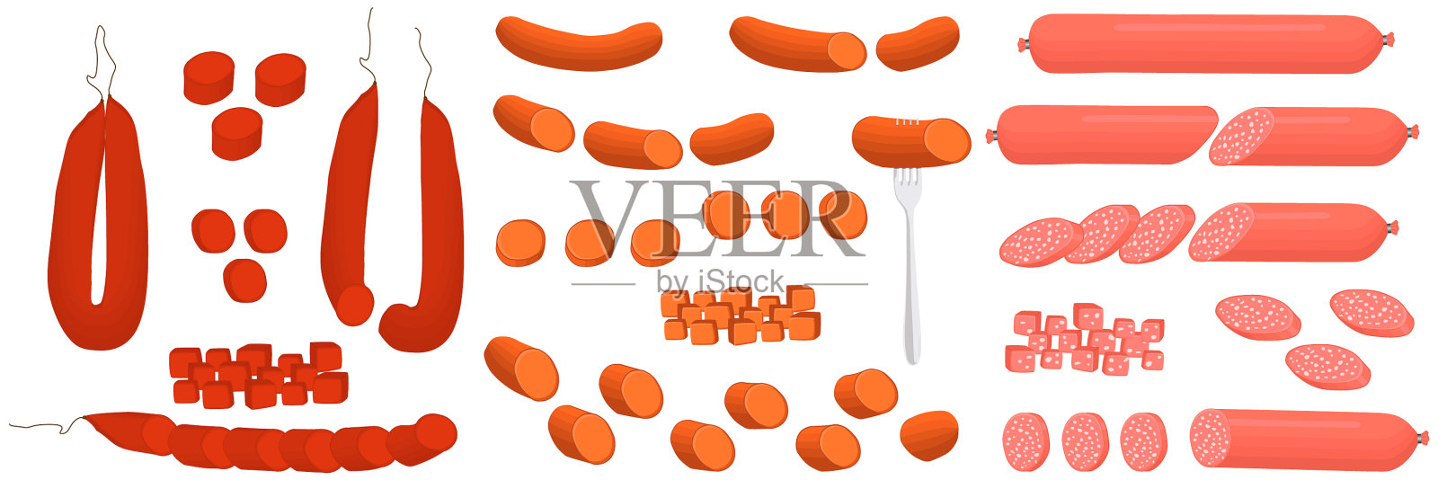 主题大集不同类型熟食店插画图片素材