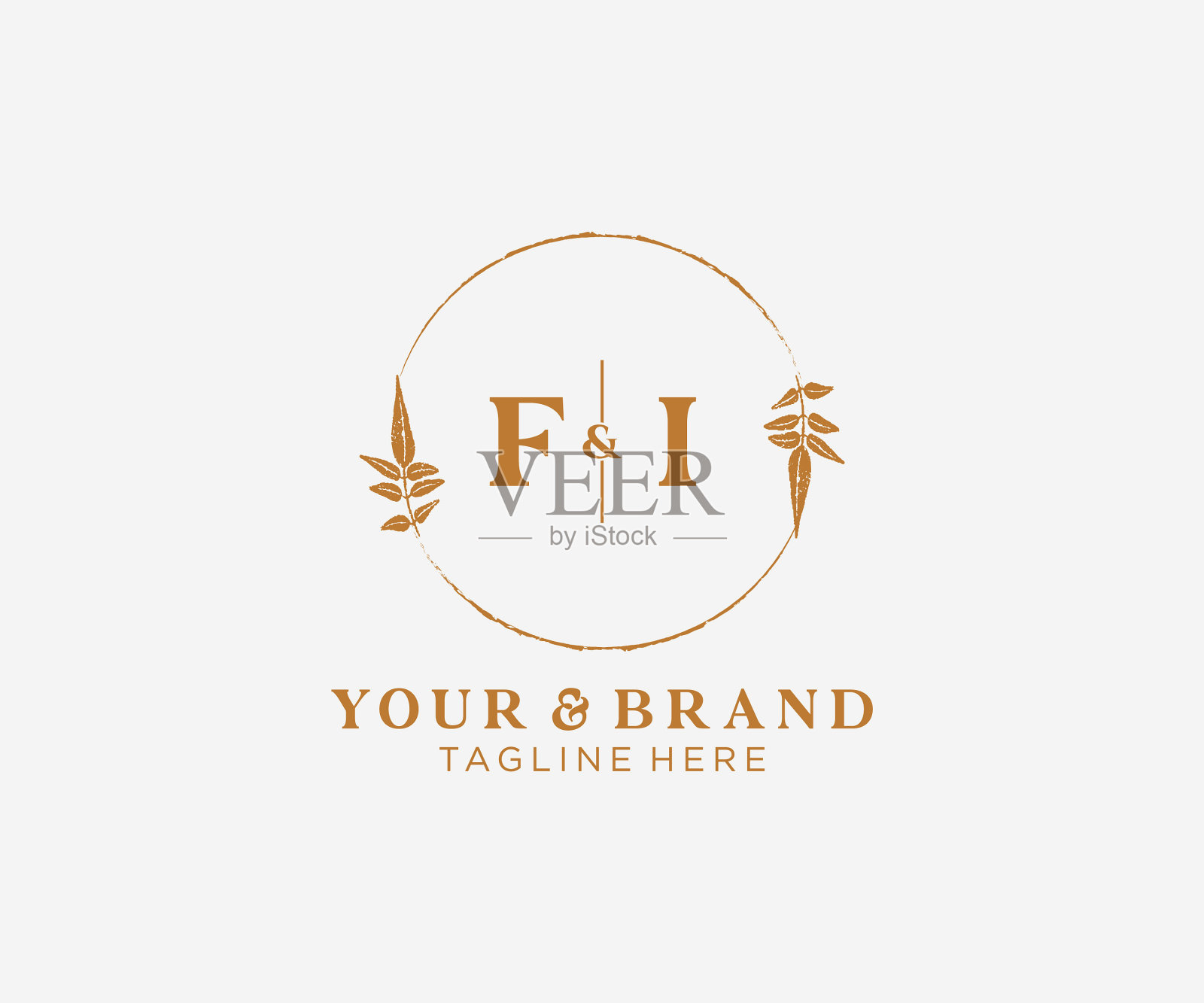 最初的fi字母花框架植物学插画图片素材