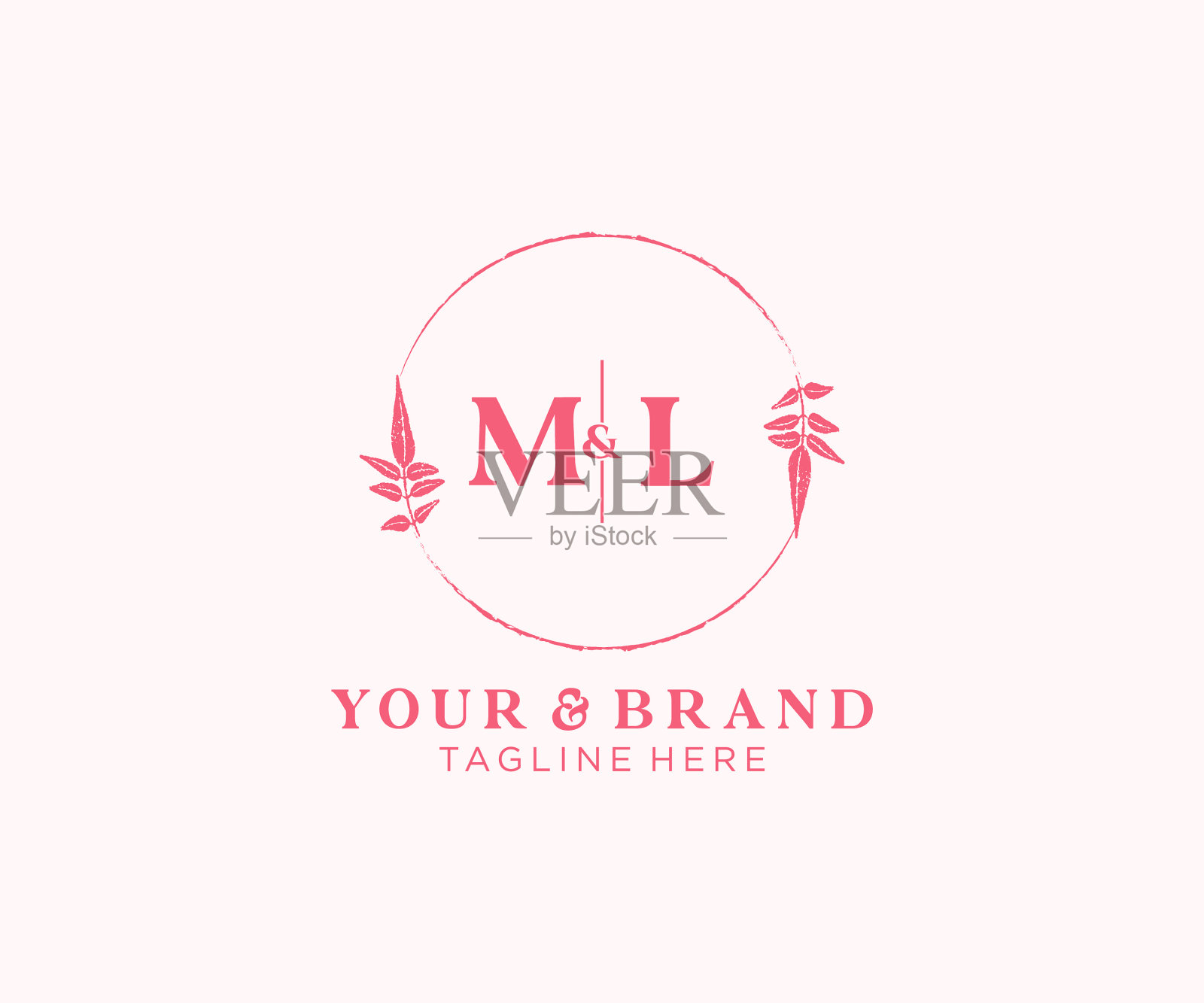 最初的ml字母花框架植物学插画图片素材