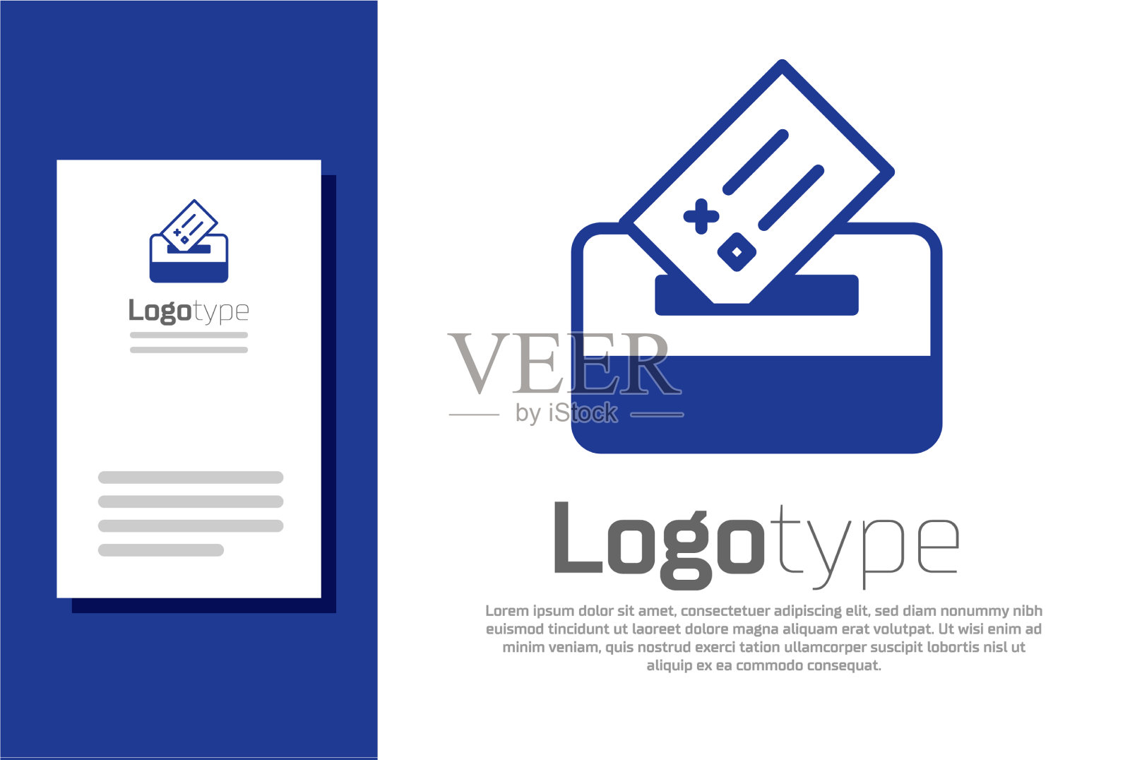 蓝色投票箱或带有信封图标的投票箱图标素材