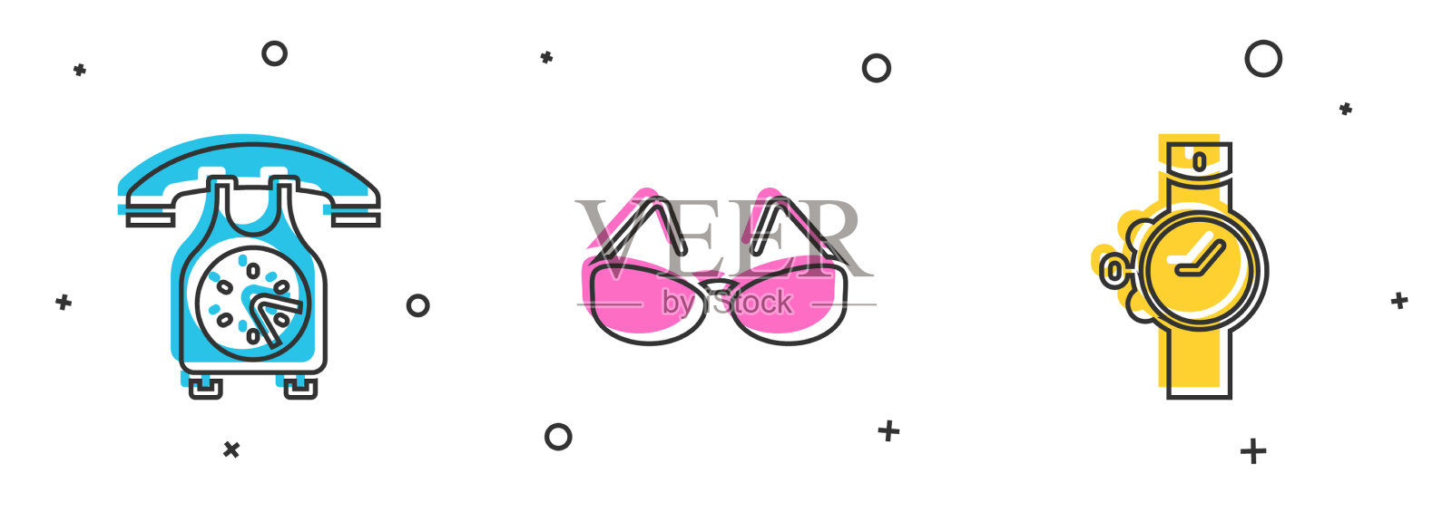 设置电话，手机，眼镜和手表图标素材