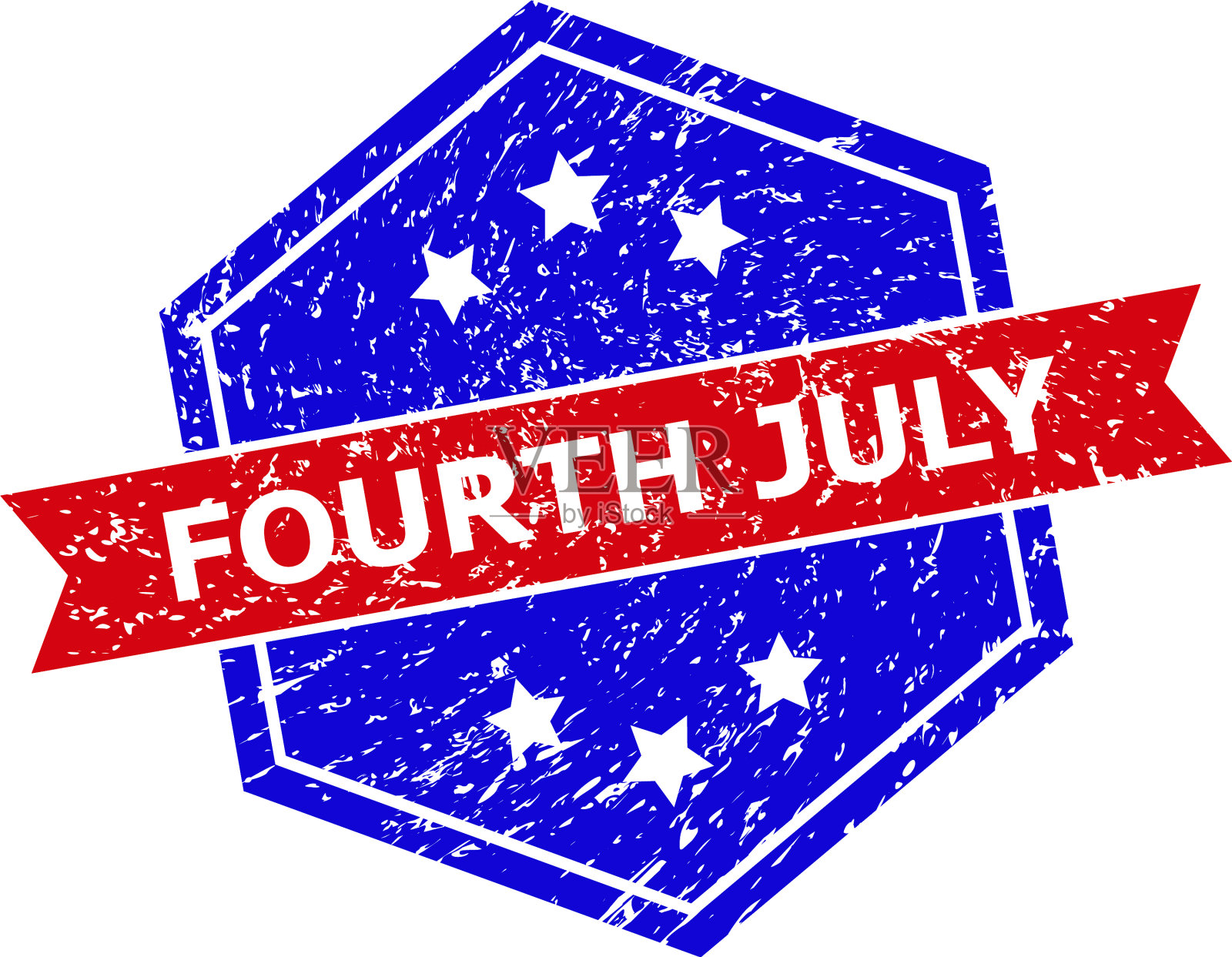 六角形双色七月四日水印与插画图片素材