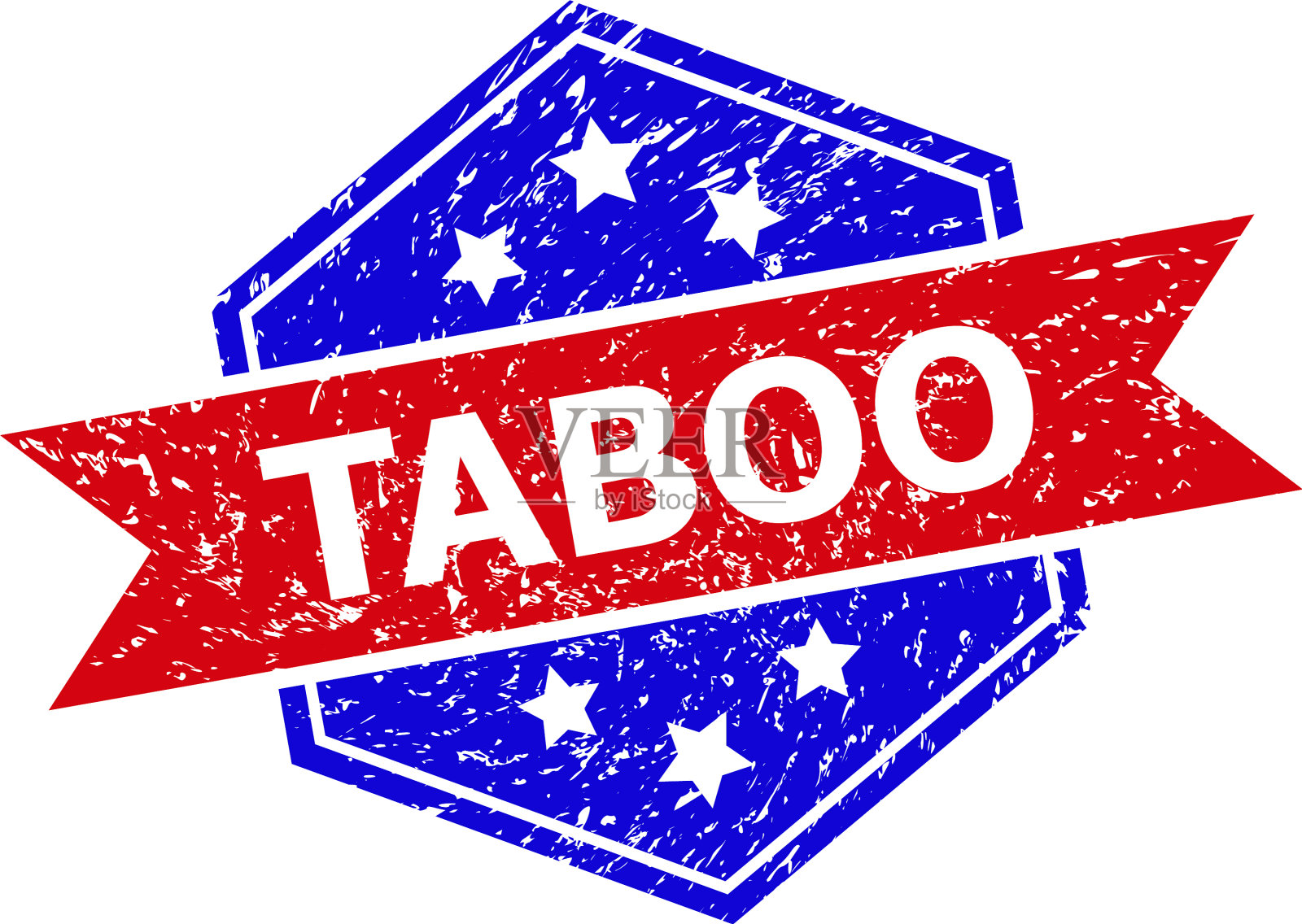 六角二色禁忌邮票与划花风格插画图片素材