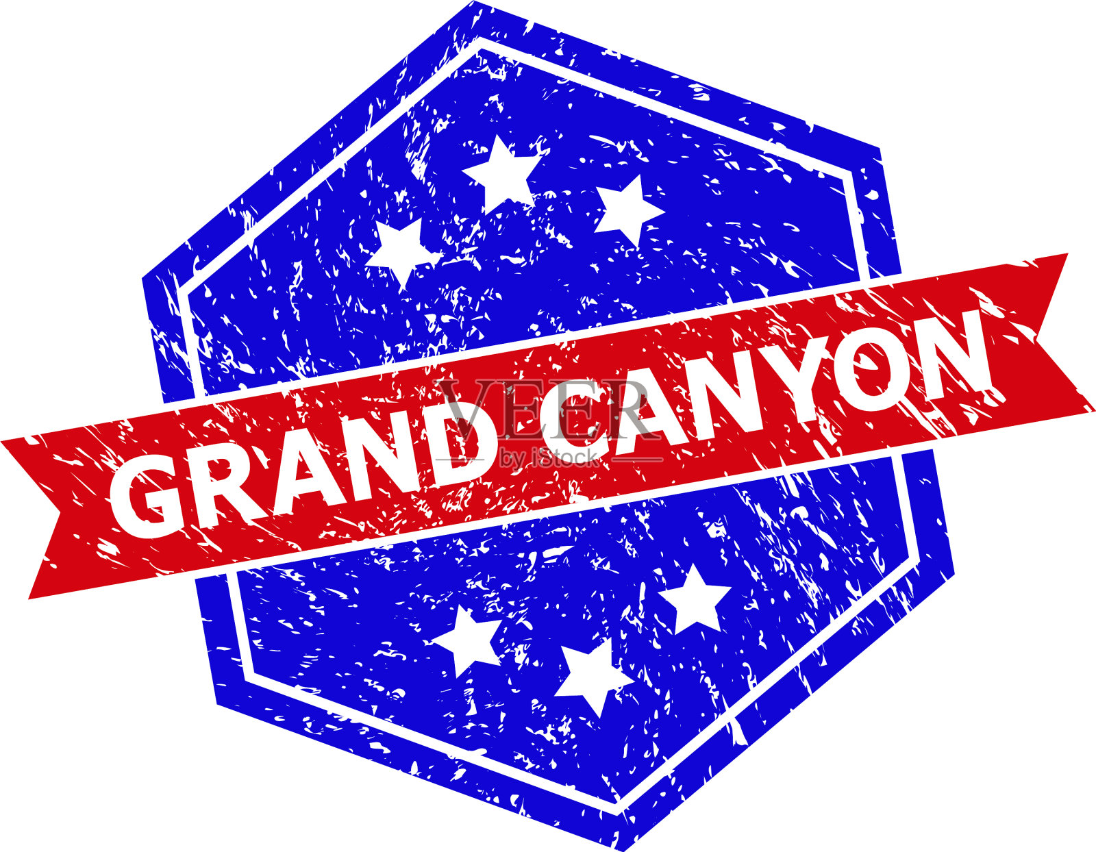 六角形双色大峡谷印章与腐蚀插画图片素材