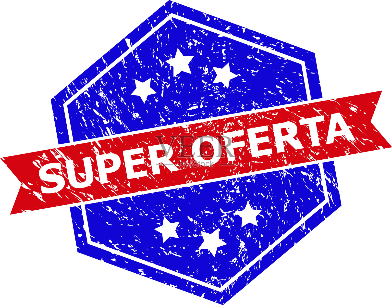 六角形双色超级oferta水印与垃圾设计元素图片