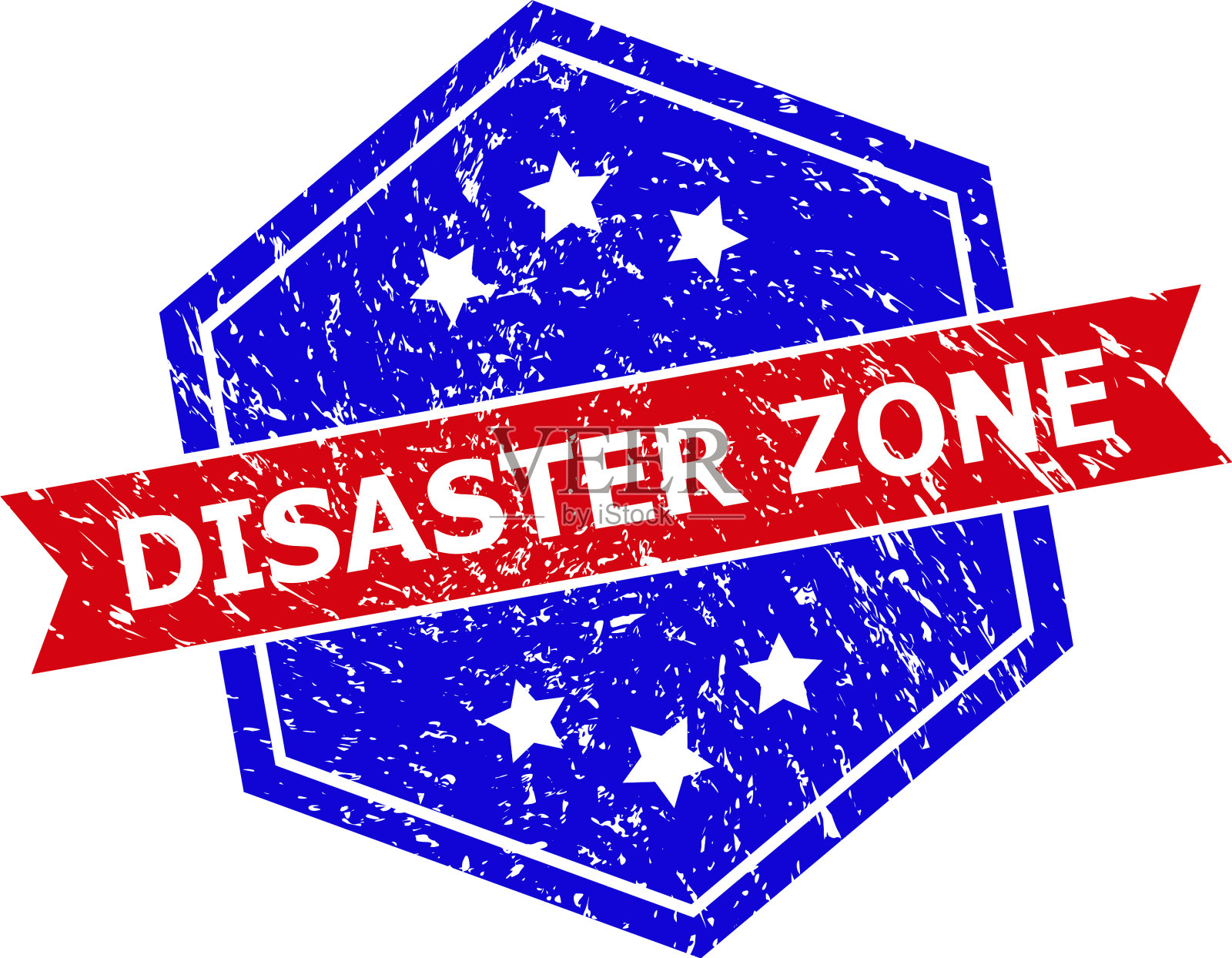 六角双色灾区印章用插画图片素材