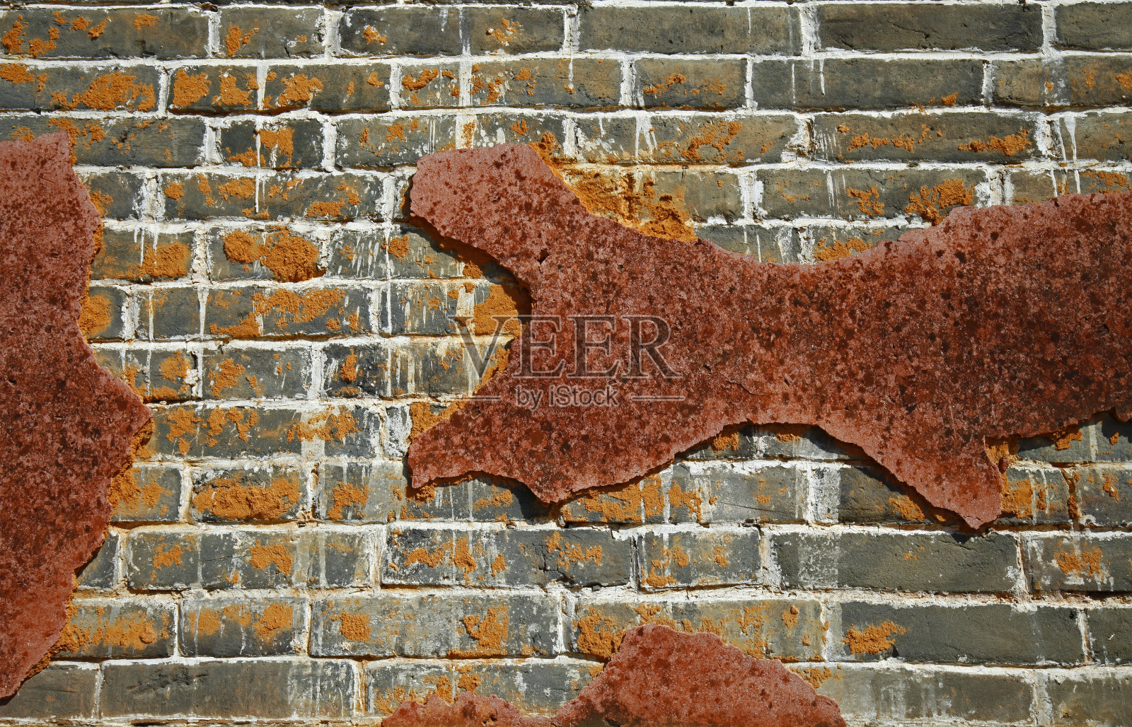 生锈的旧墙洞剥落油漆背景照片摄影图片