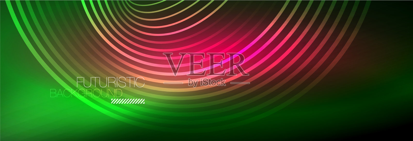 暗抽象背景与发光的霓虹灯圈插画图片素材