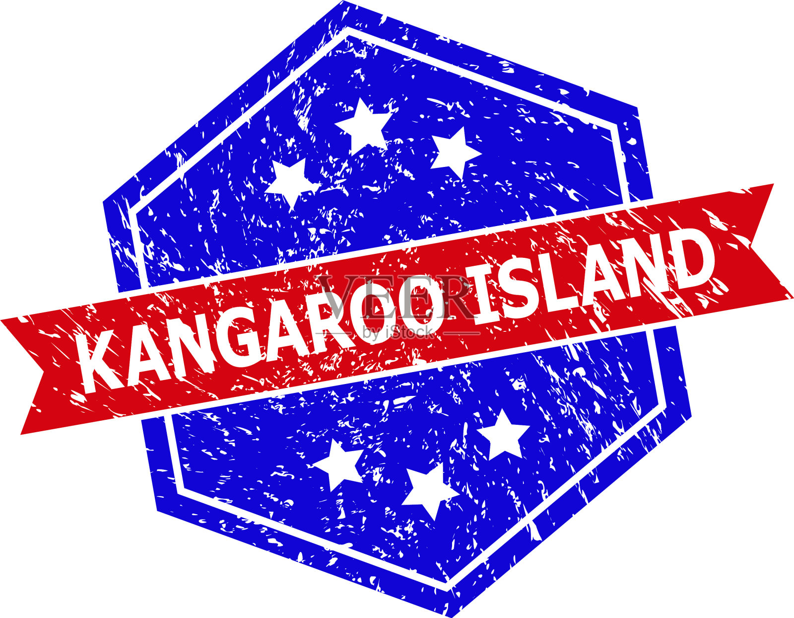 六角双色袋鼠岛橡皮图章插画图片素材