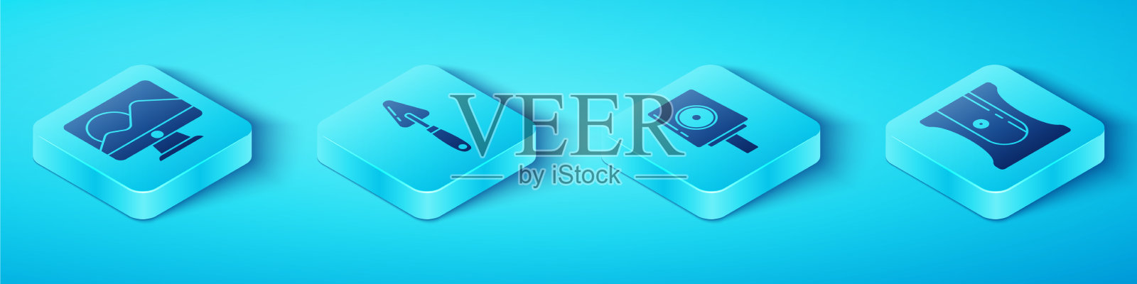 设置等距计算机显示器屏幕调色板图标素材