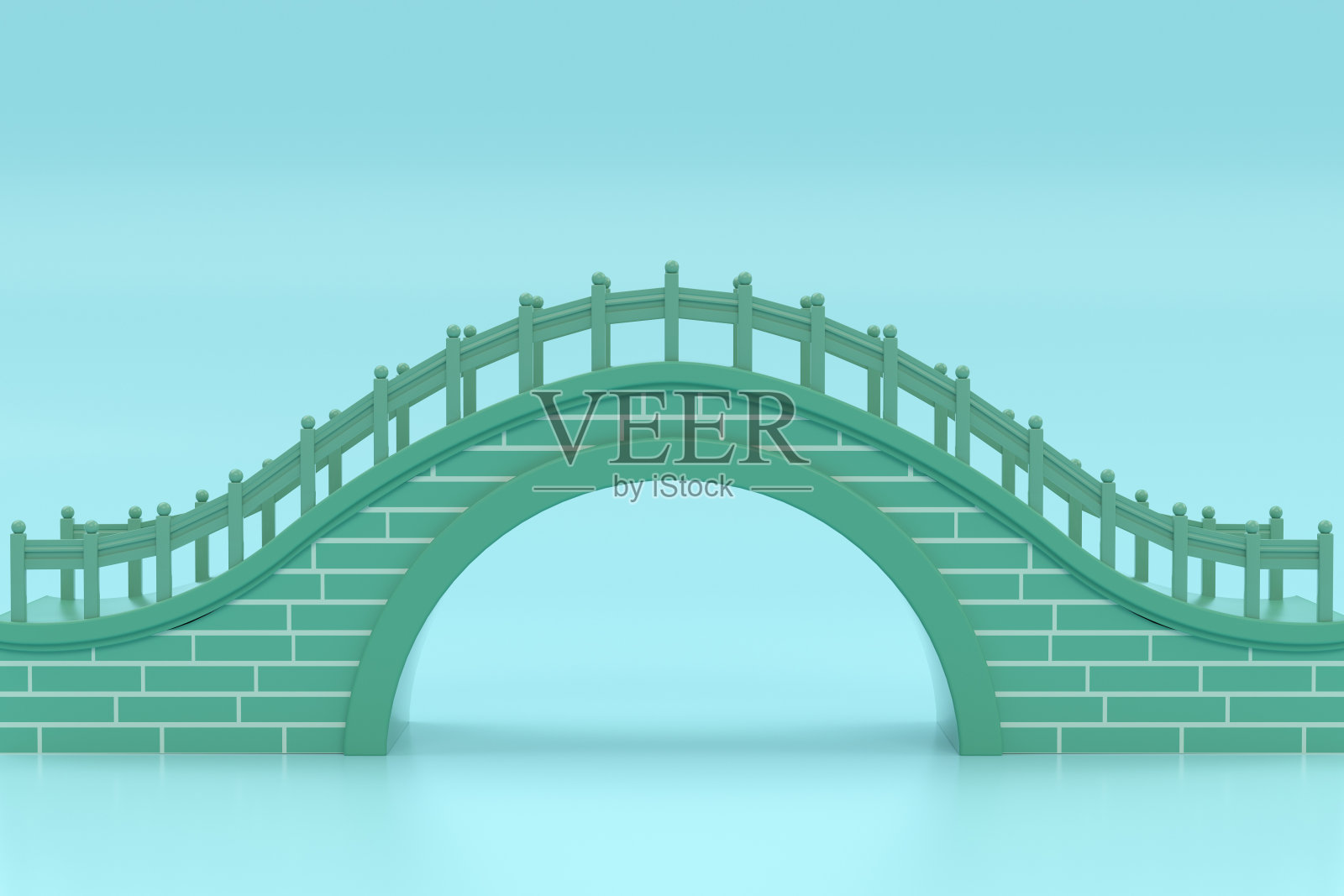 3D渲染中国风桥梁照片摄影图片