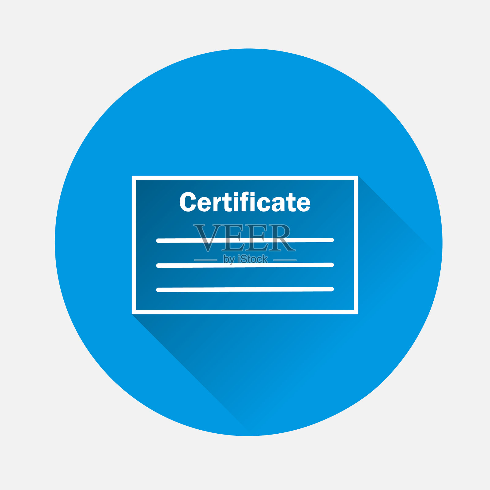 批准证书图标在蓝色背景平插画图片素材