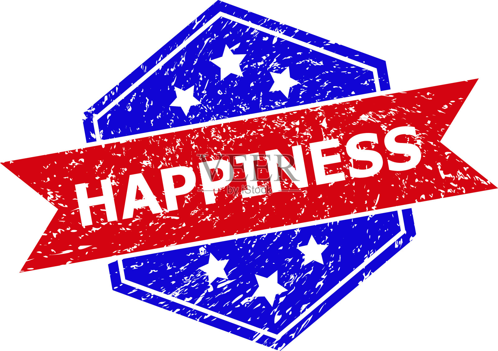 六角形双色幸福印章印章已腐蚀插画图片素材