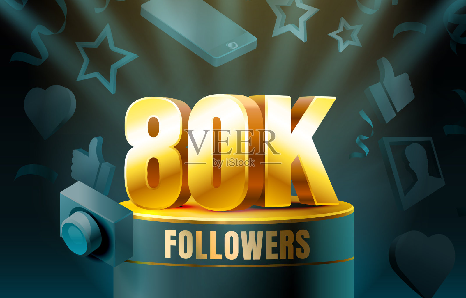 感谢8万网友的关注插画图片素材