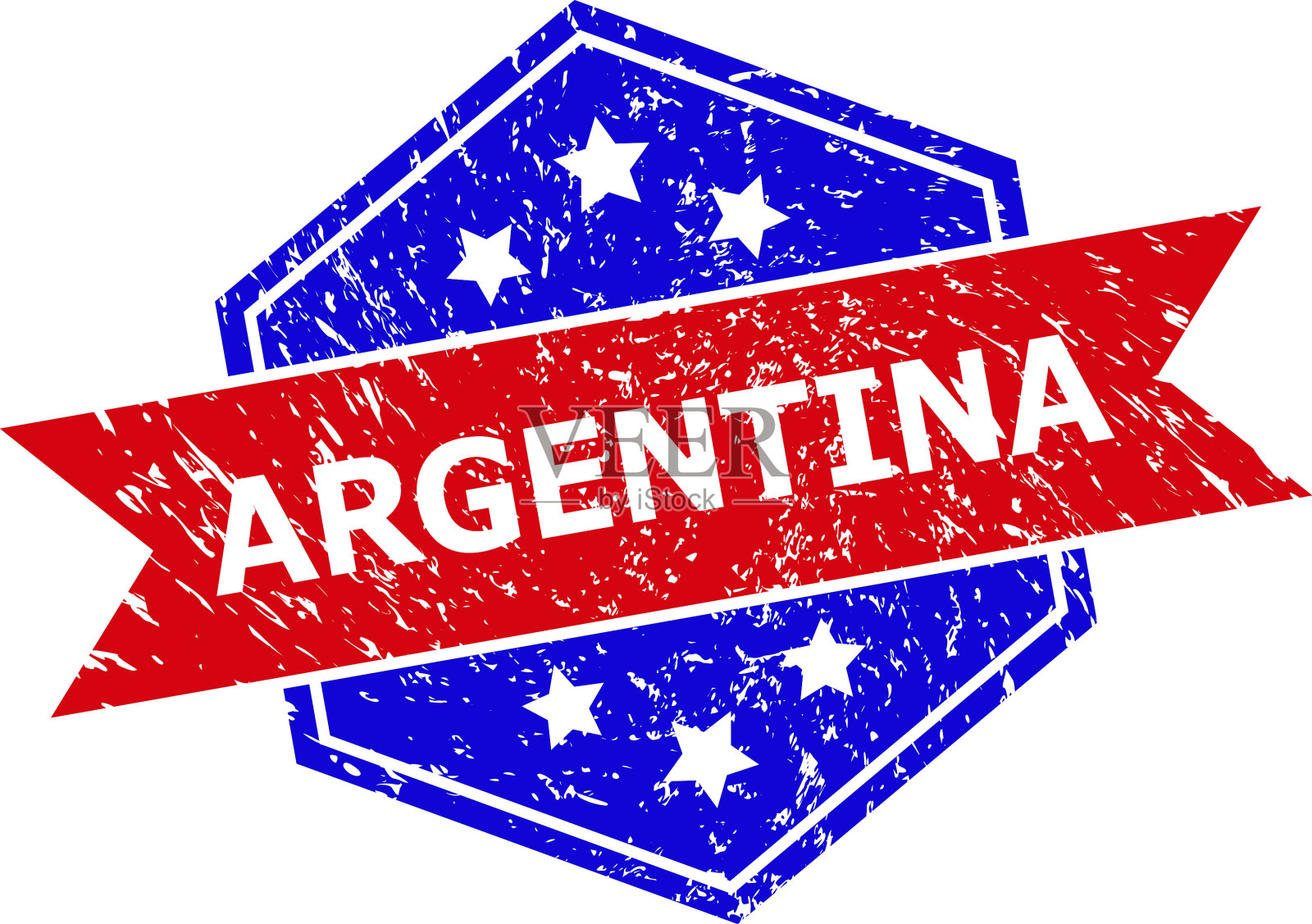 六角双色阿根廷橡皮图章插画图片素材